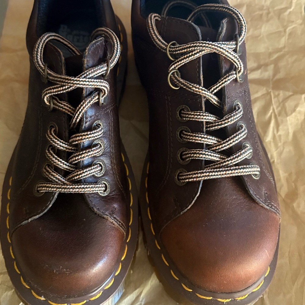 Dr. Martens Brown Leather Oxfords with Air-Cushioned Sole